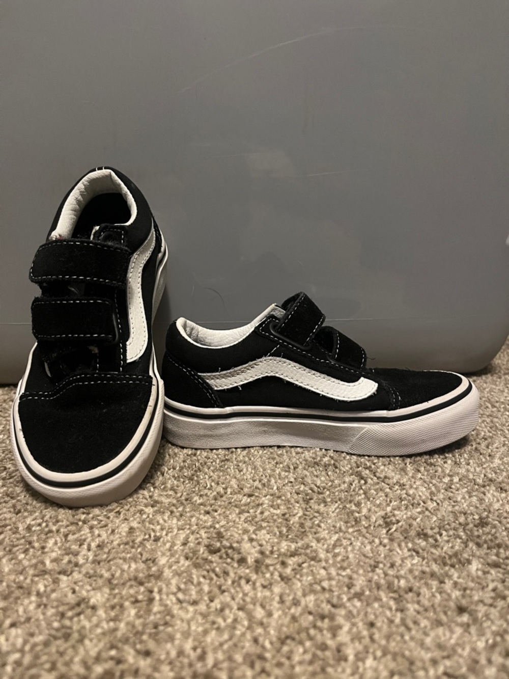 Vans Kids Black and White Velcro Skate Sneakers